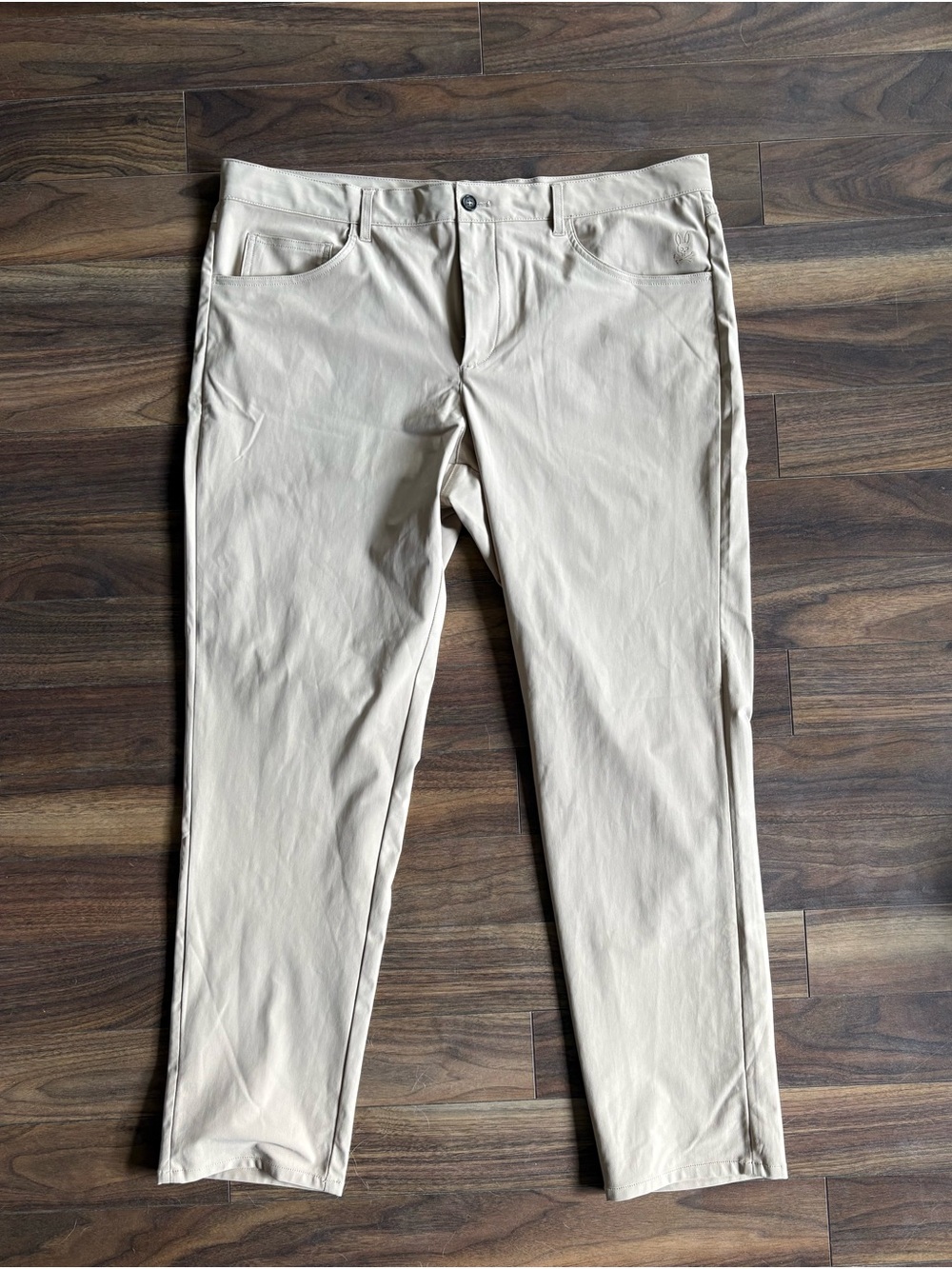 Psycho Bunny Beige Pants with Orange Logo Lining